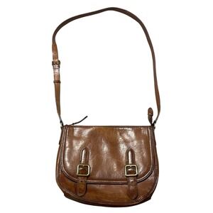 Frye Crossbody Bag Womens Small Brown Leather Buckle Claude Adjustable Strap
